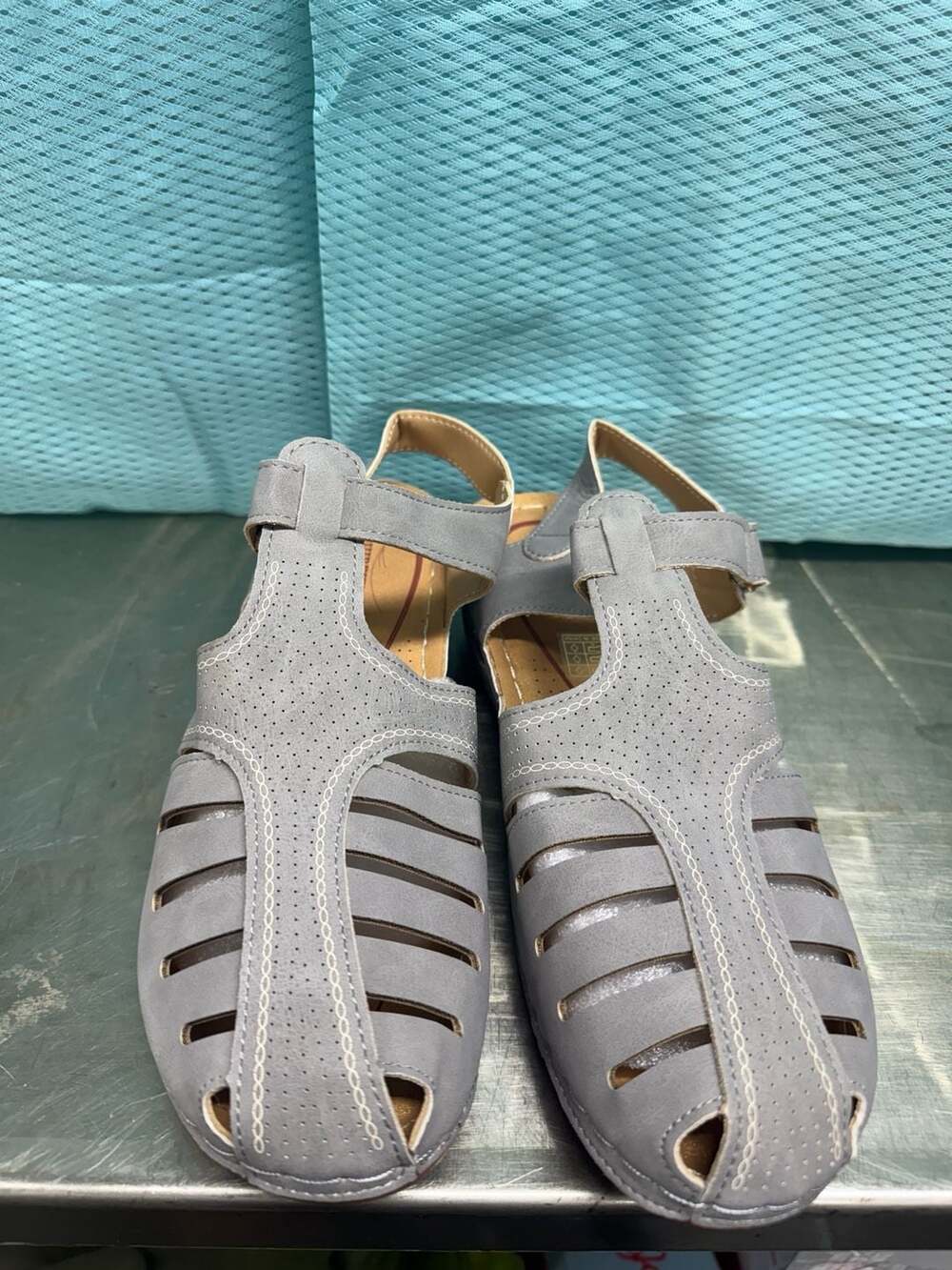 Shibever Closed Toe Wedge Sandals Grey Summer Shoes Unisex